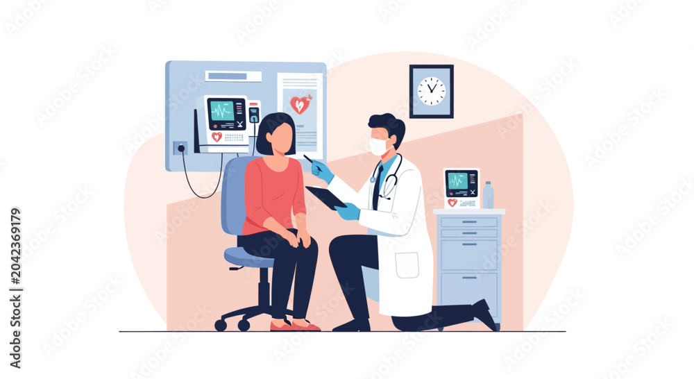 Fototapeta premium Medical Consultation Demonstrating Patient Care and Health Examination in Modern Setting on White