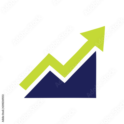 Business Growth Graph with Upward Arrow, Financial Success and Analytics Trend Icon Vector Illustration