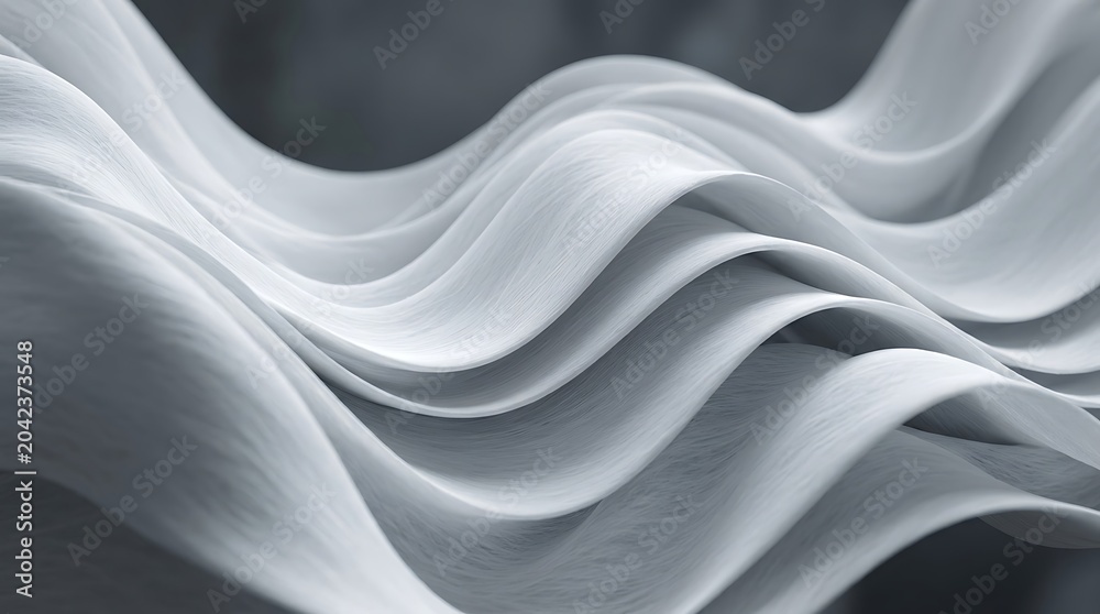 Fototapeta premium Abstract flowing white fabric waves background