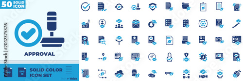 Tableau sur toile Approval Solid Color Editable Icons set