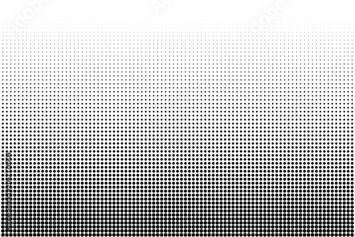 Black halftone dots abstract gradient texture with fading circular pattern on transparent background
