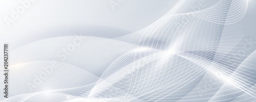 Abstract white background with elegant flowing curves and wave lines for clean corporate presentation.