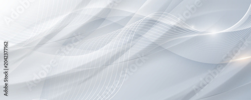 Abstract white background with elegant flowing curves and wave lines for clean corporate presentation.