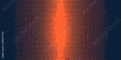 Photos grid of orange dots on dark blue background