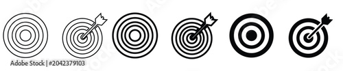 Business strategy objective and target goal outline vector icon set