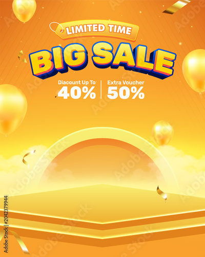 Special Discount Sale Banner with Podium Display