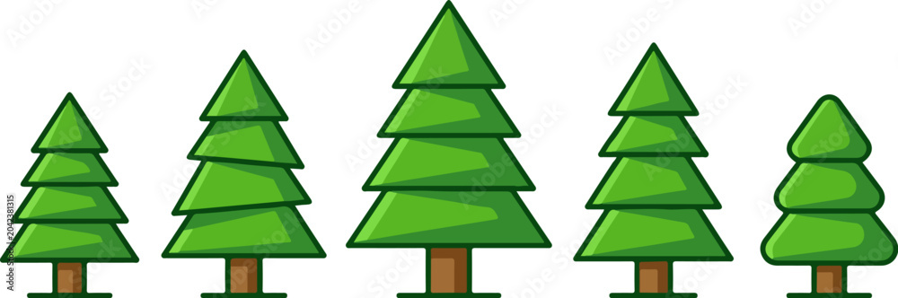 Fototapeta premium Christmas Tree collection. Green Christmas Tree icon