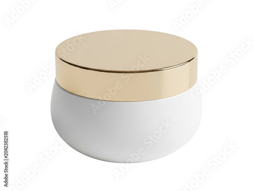 Elegant white ceramic jar with gold trim and lid