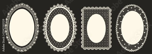 Canvas Print Vintage elegant crochet frame collection