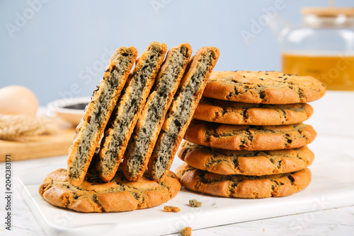 Old-Fashioned Sesame Seed Handmade Cookies with Tea