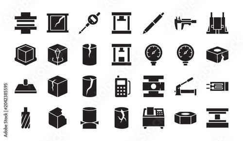 Tableau sur toile Material testing and engineering laboratory icons with engineering, laboratory