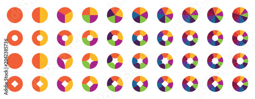 Photos Set of colorful pie charts
