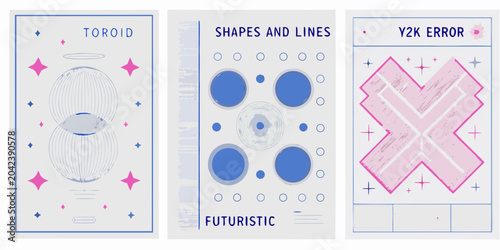 Cuadro en lienzo three vertical posters with geometric designs toroid