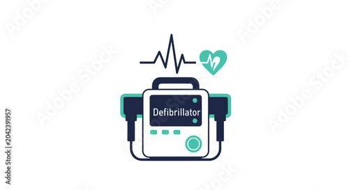 Medical Defibrillator Depicted in Illustration Showing Life-Saving Equipment for Treatment