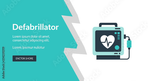 Medical Defibrillator Depicted On Turquoise Background, Health Innovation And Recovery