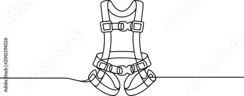 Quadro su tela Continuous one line of a safety harness with structured straps, fall arrest system theme