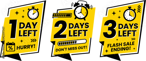 Tableau sur toile Yellow countdown timer banners with days left for flash sale or promotion  hurry