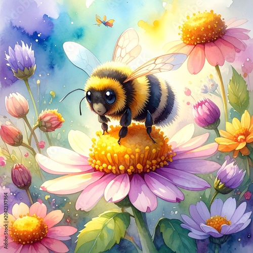 Bienenbaby im Blumenfeld (Fantasy)