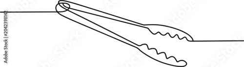 Quadro em tela Continuous one line of a food tongs, symbol of control and convenience