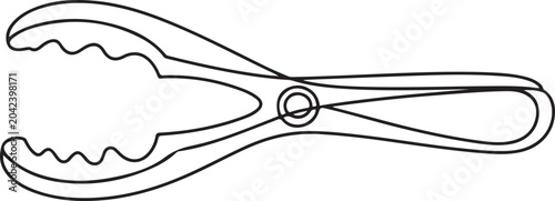 Картината върху платно Continuous one line of a food tongs, symbol of control and convenience