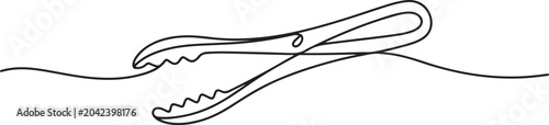 Photos Continuous one line of a food tongs, symbol of control and convenience
