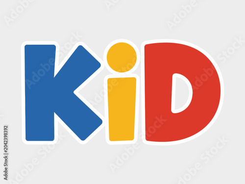 A colorful vector graphic illustration of the word 'KiD' in bold, playful letters