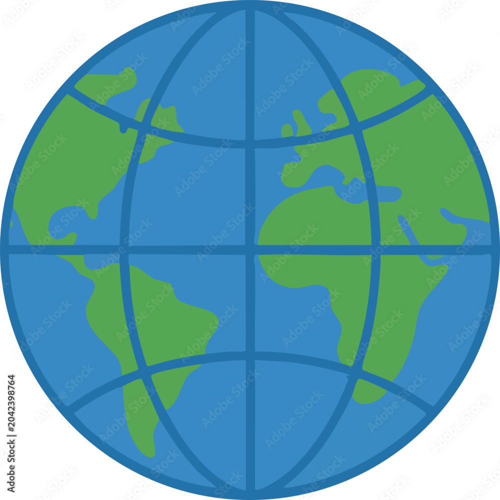 Naklejka premium Stylish World Map Globe Vector Graphic