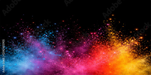 Bild auf Leinwand An abstract colorful galaxy background featuring a glowing nebula and bright sta