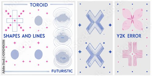 Tableau sur toile four vertical posters with geometric shapes and text