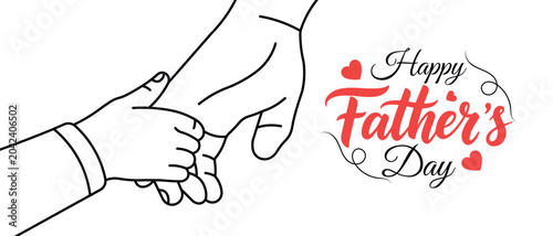 Fathers day line art illustration hand holding childs hand vector on transparent background