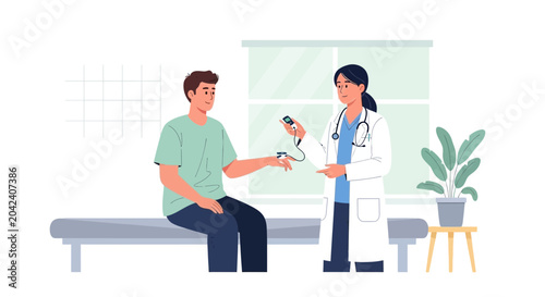 Medical Examination and Pulse Oximetry Assessment in a Modern Clinic Setting
