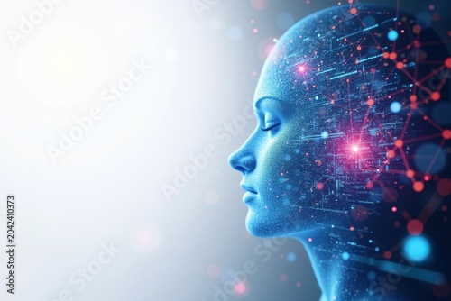 Artificial Intelligence Mind with Digital Network Connections and Data Processing