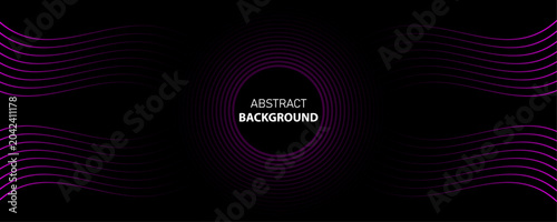 Dynamic purple abstract background with concentric lines and waveforms