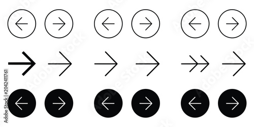 Foto Arrow buttons icon collection with slider navigation symbols and rounded directi
