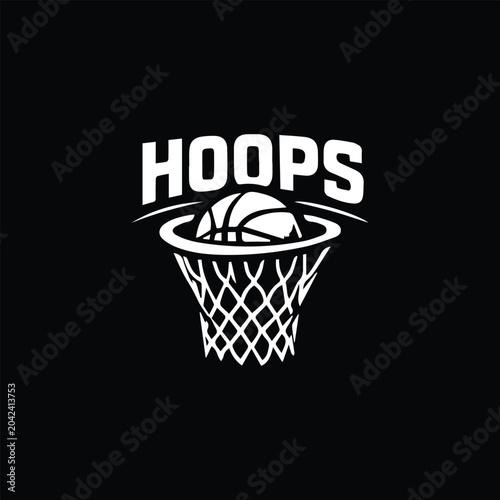 Εκτύπωση καμβά Minimalist Black and White Hoops Logo Design