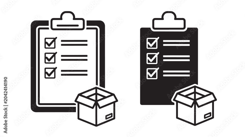 Foto Clipboards with Checklists and Open Boxes for Inventory Management Featuring Cli