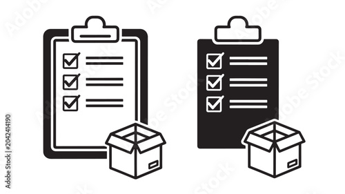 Vászonkép Clipboards with Checklists and Open Boxes for Inventory Management Featuring Cli