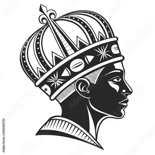Billede på lærred Side view of a person adorned with an elaborate ancient egyptian crown