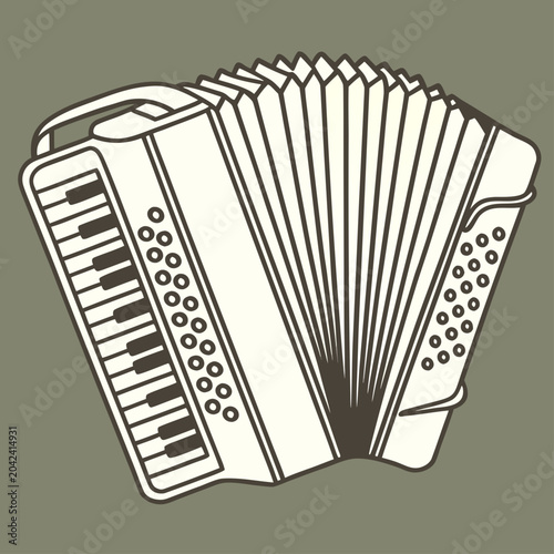 Foto Accordian musical instrument with keyboard and buttons accordian instrument