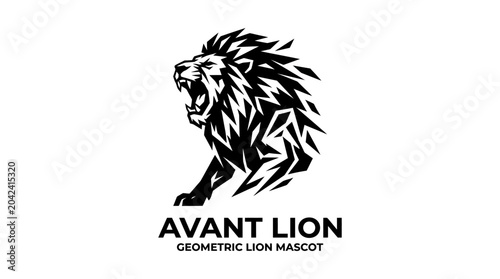 Tableau sur toile Geometric Lion Mascot Logo, Avant Lion, Abstract Animal Silhouette