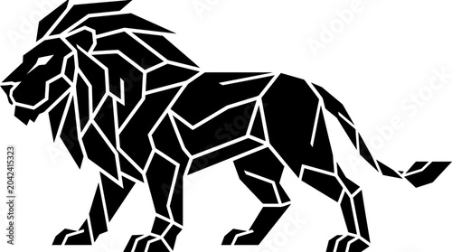 Photography Geometric Lion Silhouette - Black and White Abstract Animal Art