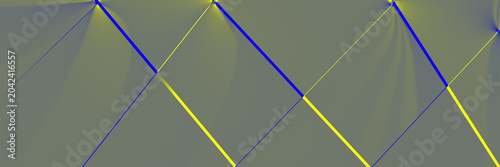 Blue and yellow zigzag lines crossing on green pixelated background