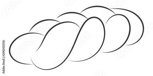 Tableau sur toile Braided Bread Loaf Line Art: Challah or Sweet Bread Outline
