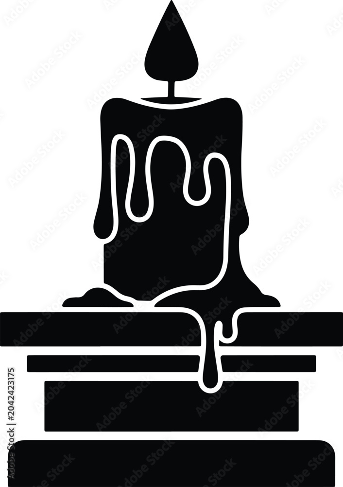 Ταπετσαρία Minimalist black silhouette of a melting candle on a pedestal