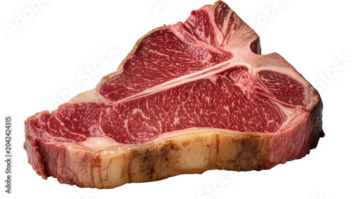 Εκτύπωση καμβά Raw marbled T-bone steak with bone and fat, isolated on transparent background