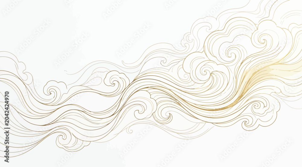Fototapeta premium Traditional chinese style golden clouds pattern, flowing decorative clouds