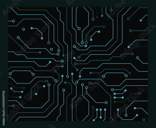 Obraz na płótnie Circuit board background design featuring digital microchip lines, cyber tech pa