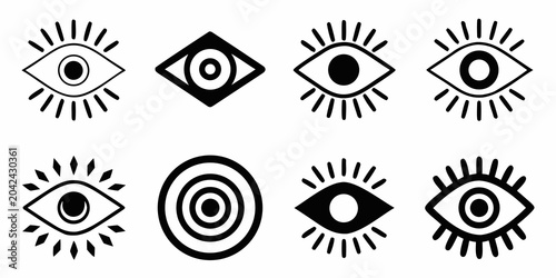Bild auf Leinwand eye symbols in black and white vector style