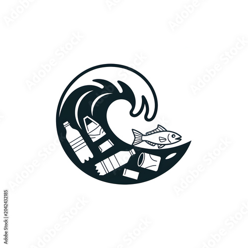 Принти на полотні vector illustration of an abstract background, Flat vector illustration of ocean