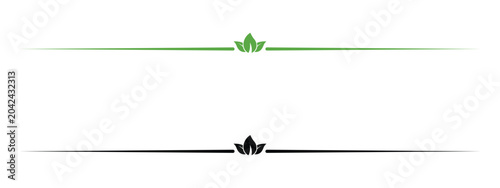Nature leaf divider line vector with elegant botanical accent. Vector illustration and transparent PNG.